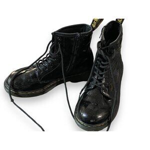 Dr. Doc Martens 1460 J Kids Size 3 Black Silver Sparkle Glitter Side Zip